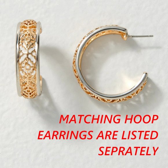 WHBM Goldtone + Silvertone Stretch Bracelet FILIGREE - Picture 6 of 6